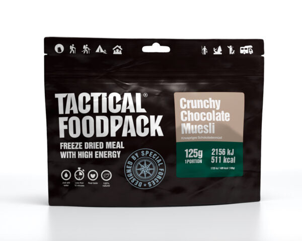 Laden Sie das Bild in Galerie -Viewer, TACTICAL FOODPACK Knuspriges Schokoladenmüsli 125g
