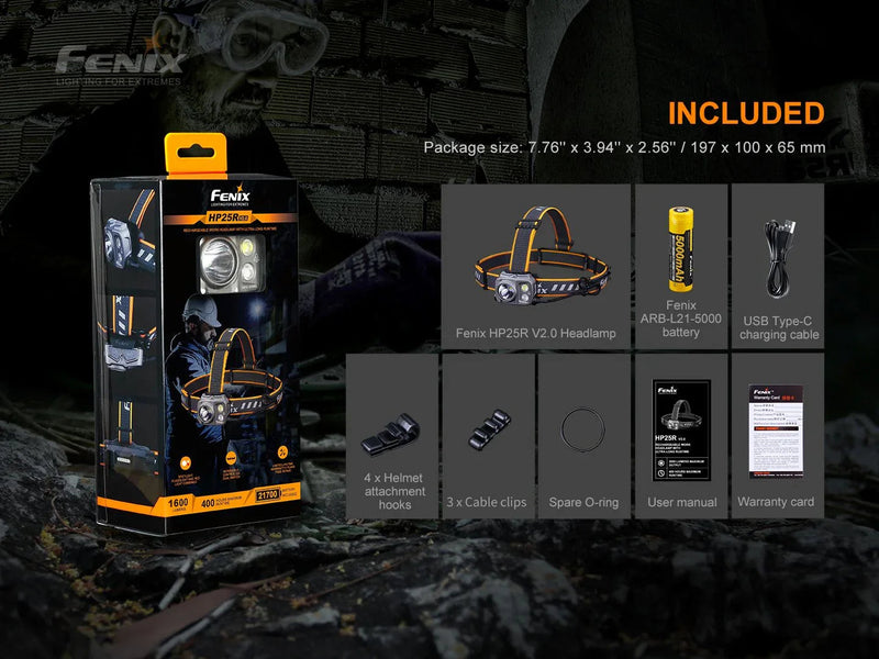 Laden Sie das Bild in Galerie -Viewer, Fenix HP25R V2.0 wiederaufladbare Arbeits-Stirnlampe mit extrem langer Laufzeit, 1600 Lumen