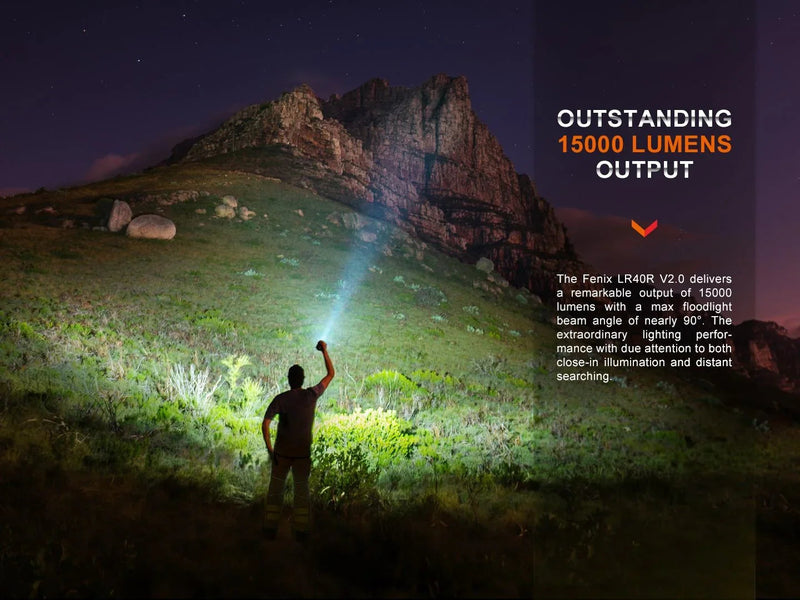 Laden Sie das Bild in Galerie -Viewer, Fenix LR40R V2.0 Superhelle Hochleistungs-Suchlampe mit Spot- und Flutlichtfunktion, 15000 Lumen