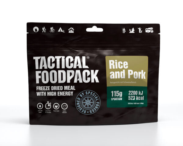 Laden Sie das Bild in Galerie -Viewer, TACTICAL FOODPACK Reisgericht mit Schweinefleisch 115g