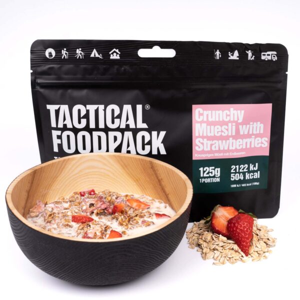 Laden Sie das Bild in Galerie -Viewer, TACTICAL FOODPACK Knuspermüsli mit Erdbeeren 125g