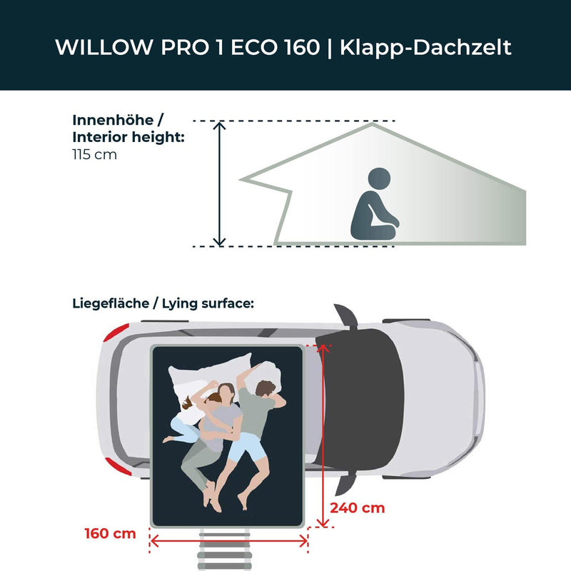 Laden Sie das Bild in Galerie -Viewer, Dachzelt WILLOW PRO 1 ECO 160