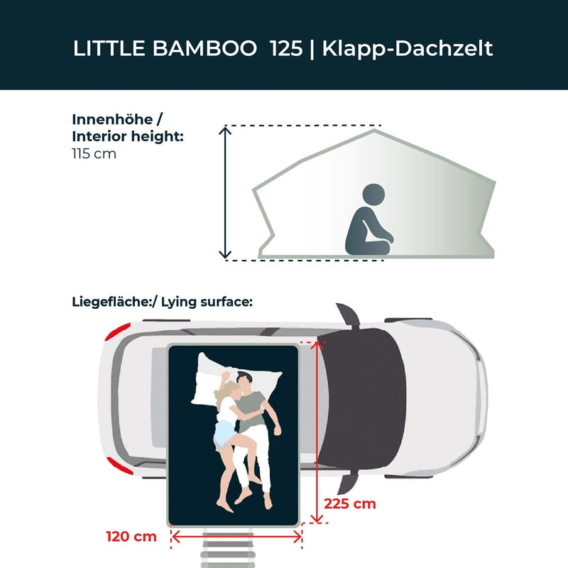 Laden Sie das Bild in Galerie -Viewer, Leichtbau Dachzelt LITTLE BAMBOO 125 GEN. 2 coffee
