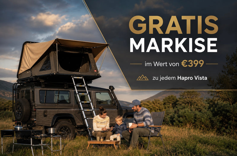 Laden Sie das Bild in Galerie -Viewer, Aktion: HAPRO Vista XL Hybrid-Dachzelt jetzt mit gratis Markise/Sonnensegel (im Wert von 399€)
