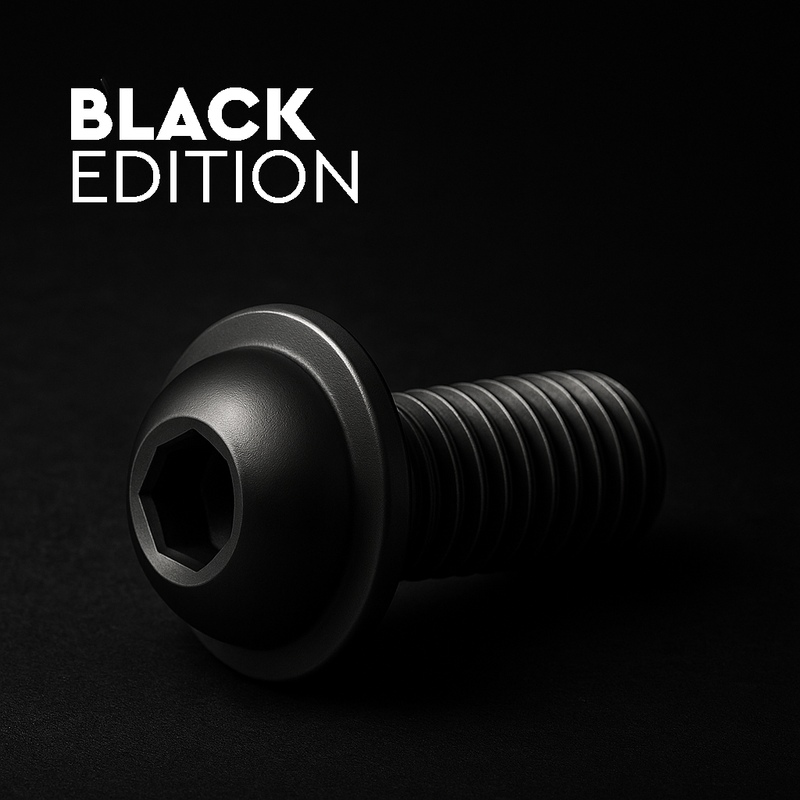 Laden Sie das Bild in Galerie -Viewer, Rolling Space Linsenkopfschraube M8 x 12 mm schwarz | BLACK EDITION | 20 Stück

