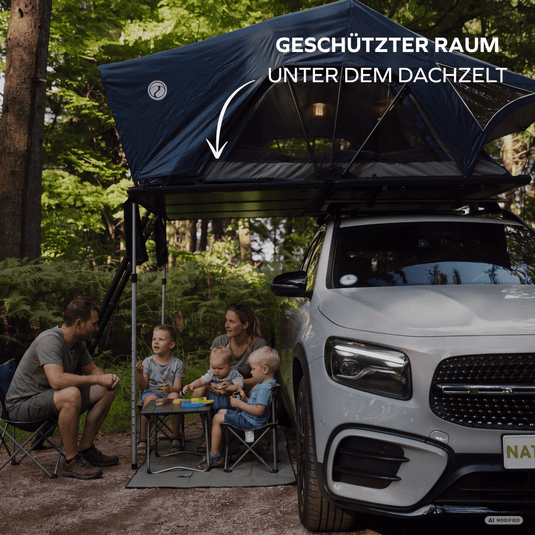 Family-Loft 2.0 geschützter Raum unter dem Dachzelt