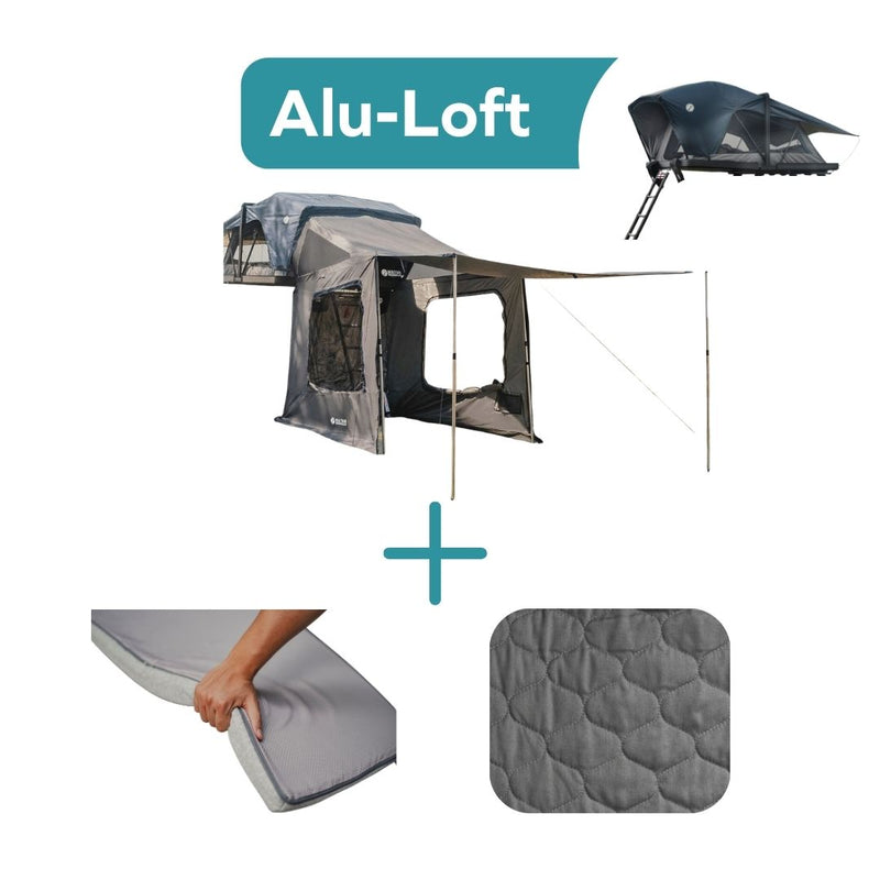 Laden Sie das Bild in Galerie -Viewer, Naturbummler Alu-Loft Comfort Bundle – Vorzelt + Topper zum Sparpreis

