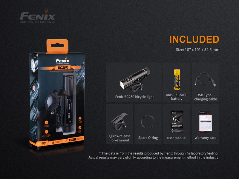 Laden Sie das Bild in Galerie -Viewer, SET, Limitierte Promotion 2025 - Fenix BC26R ultrastarkes wiederaufladbares Fahrradlicht, 1600 Lumen + GRATIS Fenix BC05R V2.0 Rücklicht, 15 Lumen
