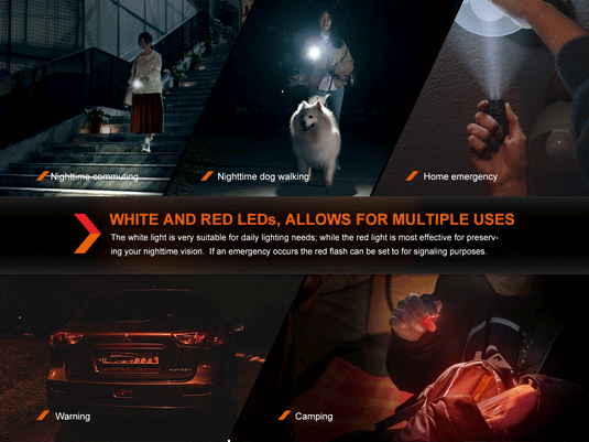 Fenix E03R V2.0 Schlüsselanhänger-Taschenlampe aus Metall, 500 Lumen