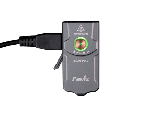 Fenix E03R V2.0 Schlüsselanhänger-Taschenlampe aus Metall, 500 Lumen