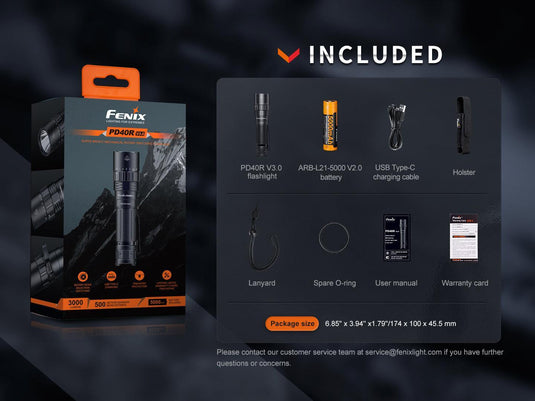 Fenix PD40R V3.0 Superhelle Taschenlampe mit mechanischem Drehschalter, 3000 Lumen