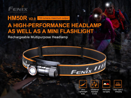 Fenix HM50R V2.0 Wiederaufladbare vielseitige Stirnlampe 700 Lumen