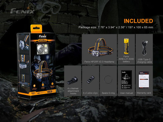 Fenix HP25R V2.0 wiederaufladbare Arbeits-Stirnlampe mit extrem langer Laufzeit, 1600 Lumen