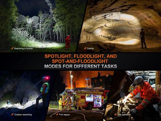 Fenix HP35R Hochleistungs-Stirnlampe mit Mehrfach-Lichtquellen für Such- und Rettungseinsätze, 4000 Lumen