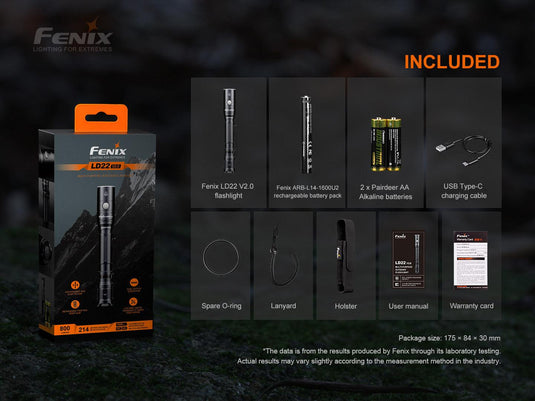 Fenix LD22 V2.0 Vielseitige Outdoor- und EDC-Taschenlampe, 800 Lumen