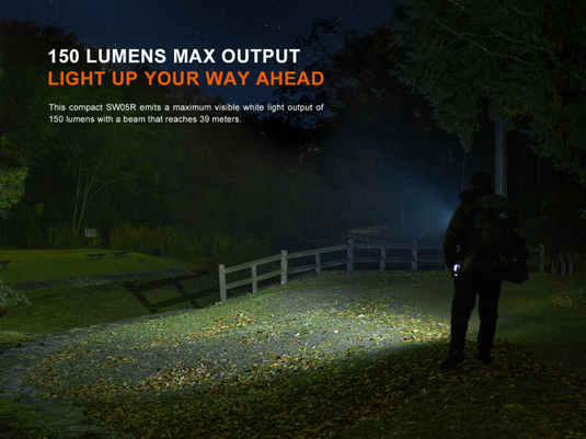 Fenix SW05R-RED kompakte Taschenlampe mit weißem und rotem Licht, 150 Lumen (Weißlicht)