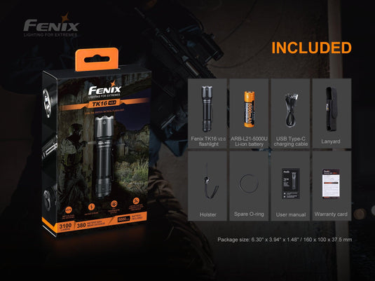 Fenix TK16 V2.0 Taktische Taschenlampe mit Doppelschalter, 3100 Lumen