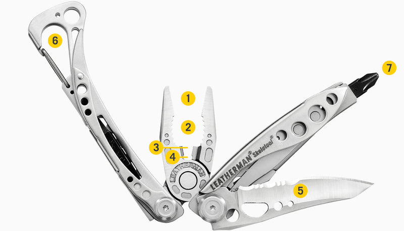 Laden Sie das Bild in Galerie -Viewer, Leatherman Skeletool Multitool - Werkzeuguebersicht
