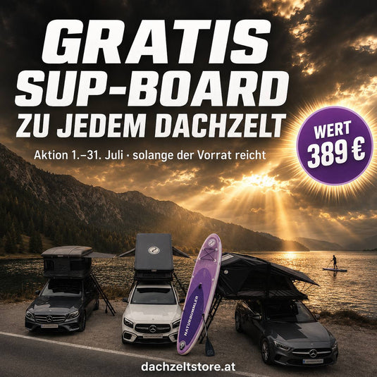 Aktion: Gratis SUP-Board zu jedem Naturbummler Dachzelt - Juli 2026