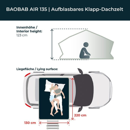 Aufblasbares Luft-Klappzelt BAOBAB AIR 135 grau